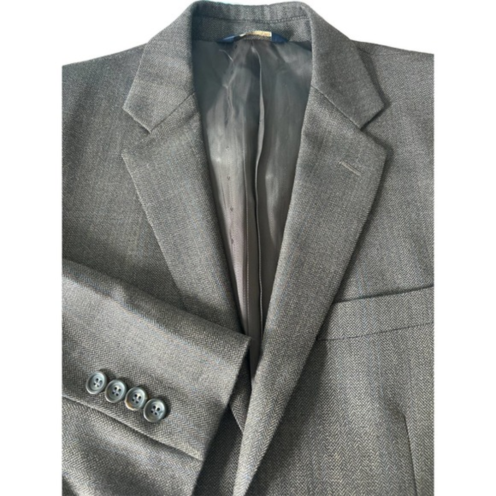 Joseph &‎ Feiss Size 38R 100% Wool Blazer Brown Herringbone Pinstripe